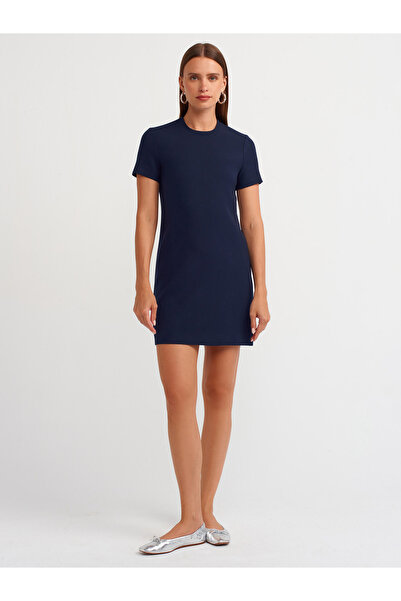 Dilvin Μίνι φόρεμα 90899 Model Crew Neck Navy Blue