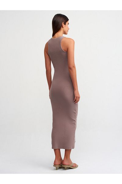 Dilvin 90805 Washing Effect Midi Φόρεμα-Καφέ