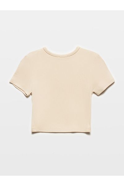 Dilvin 31104 Modal Light Beige Crop Top