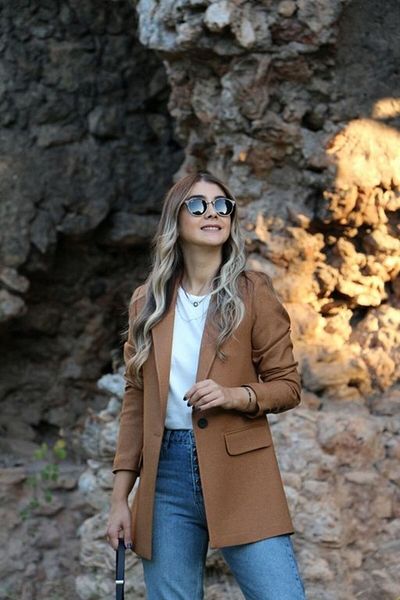 bytugcekaya Блейзър с кафяв вълнен ефект