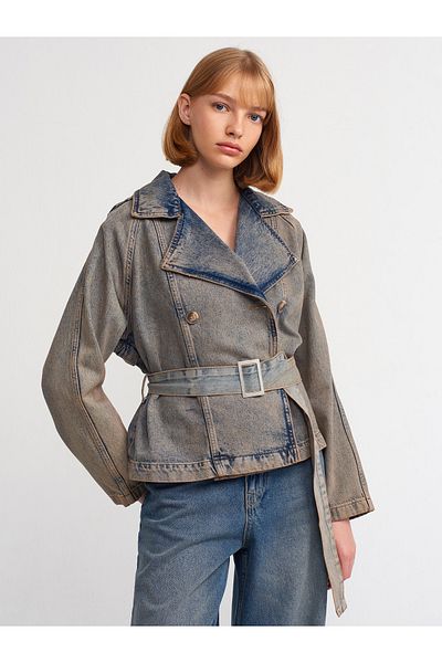 Dilvin 65335 Tintli Short Trench Coat-Tint