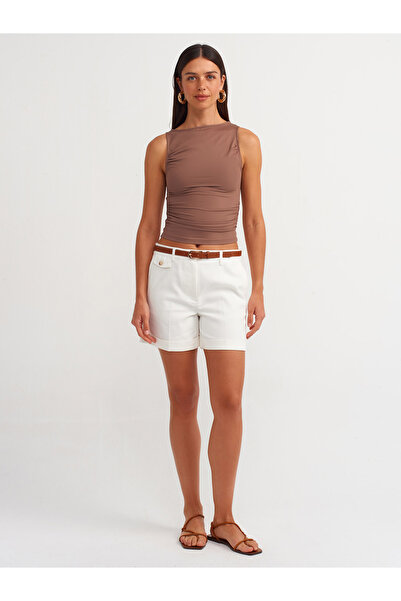 Dilvin 71296 Μοντέλο σορτς με λευκή ζώνη