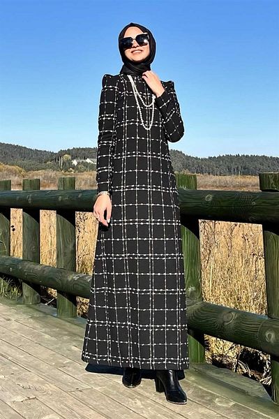 Rabia Şamlı Φόρεμα Nobility Tweed Μαύρο
