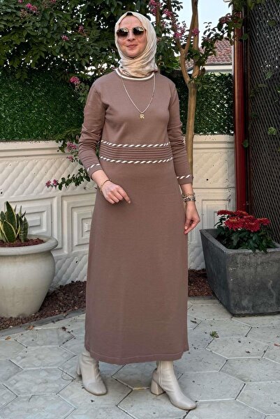 Rabia Şamlı Brown Milky Way Knitwear Dress