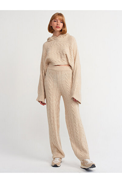 Dilvin 70158 Πλεκτό παντελόνι σε μπεζ μαλλιά