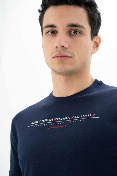 Arma Ανδρικό μπλουζάκι Navy Blue Regular Fit Crew Neck Y 25344470901