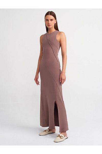 Dilvin 90868 Maxi Dress - Washing Effect, Brown