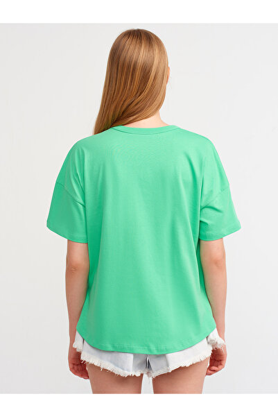 Dilvin 30123 Oversize μπλουζάκι-πράσινο