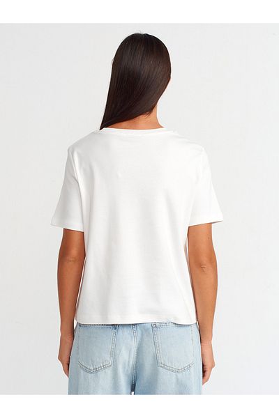 Dilvin 31142 Ecru bavlněné tričko Crew Neck