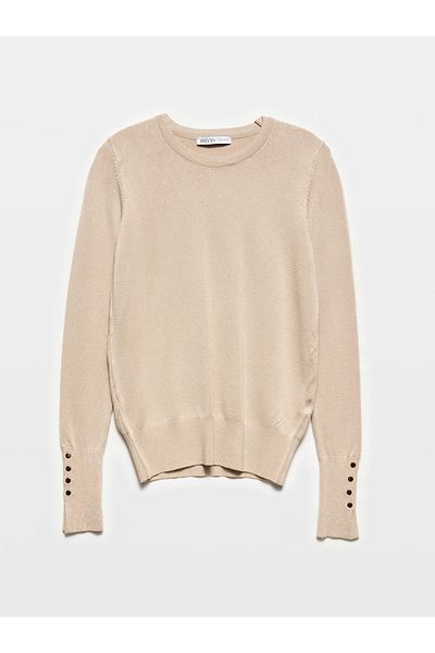 Dilvin 1267 Model Light Beige Crew Neck Knitwear Sweater