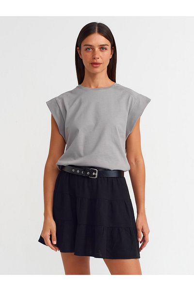 Dilvin 30724 Model Gray Cotton T-Shirt