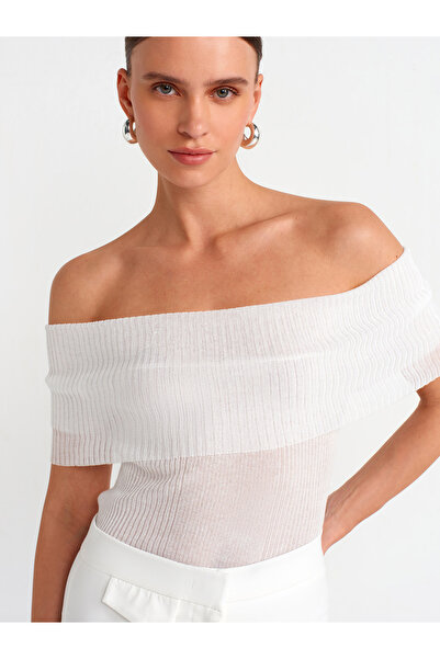 Dilvin 10558 Thin Knitwear Sweater-White