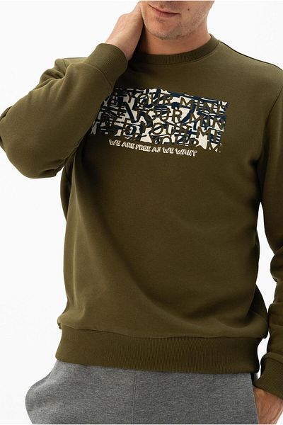 Arma Ανδρικό φούτερ Khaki Plus Size Crew Neck K 24124884501
