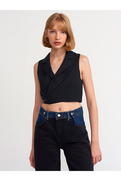 Dilvin 60527 Fitted Vest-Black