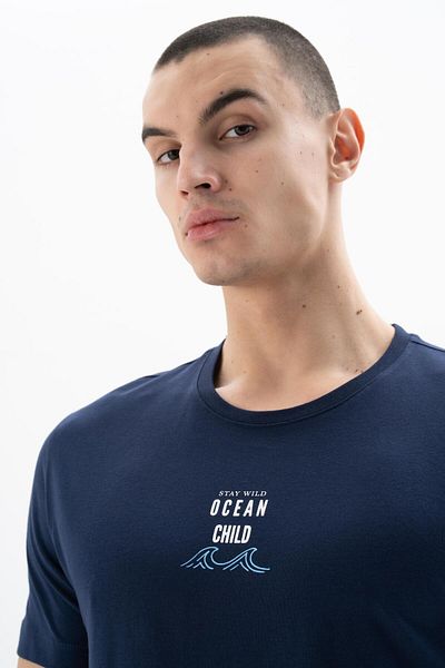 Arma Ανδρικό μπλουζάκι Navy Blue Regular Fit Crew Neck Y 25344406301