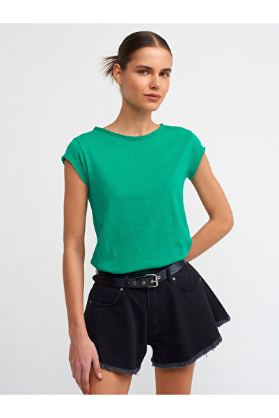 Dilvin 30699 Βαμβακερό μπλουζάκι-Πράσινο