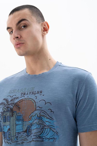 Arma Ανδρικό μπλουζάκι Indigo Regular Fit Piece Dyeing Crew Neck T-shirt Y 25344490701