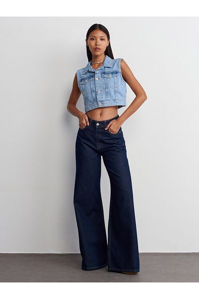 Dilvin 71706 Rins Wash - Wide Cut Navy Blue Denim Trousers