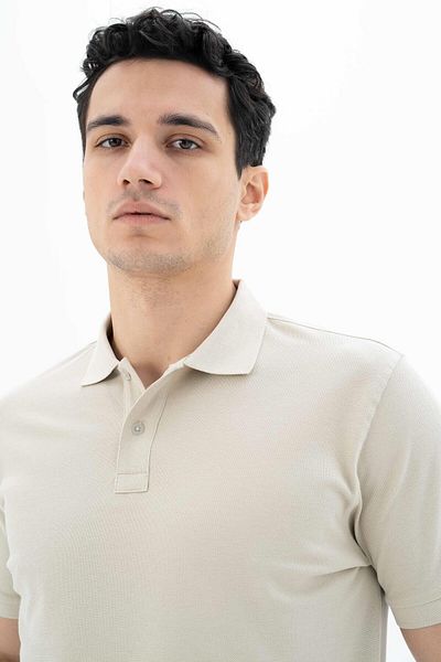 Arma Ανδρικό μπλουζάκι μπεζ Basic μεγάλου μεγέθους Polo γιακά Y 25374866401