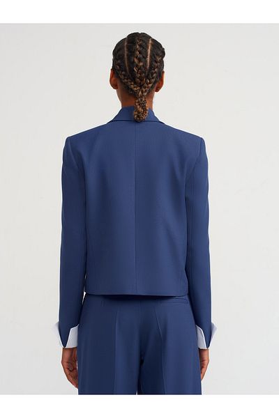 Dilvin 60740 Indigo Contra Cuffed Blazer Jacket