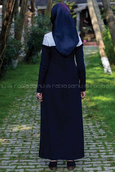 Rabia Şamlı Πλεκτό φόρεμα με λεπτομέρεια Pon Pon Μπλε-λευκό