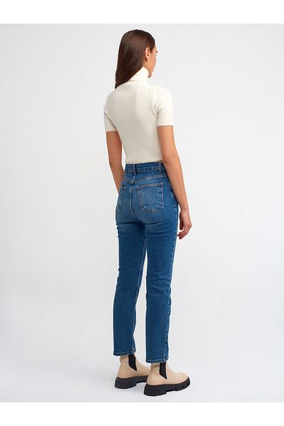 Dilvin 71387 Pantaloni din denim cu picior din lycra-Tint