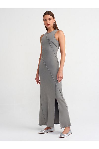 Dilvin Model 90868 - Rochie maxi gri cu efect de spalare