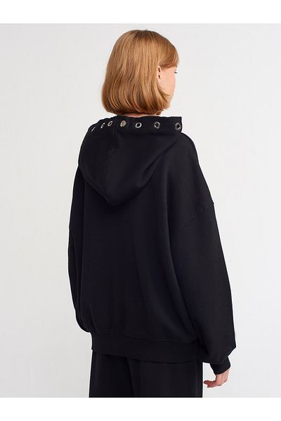Dilvin 40156 Hanorac oversize din bumbac-Negru