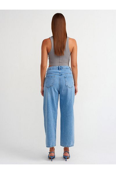 Dilvin 71495 Model - Short Denim Trousers with Adjustable Belt