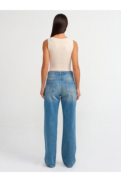 Dilvin 71466 Pantaloni drepti din denim-albastru
