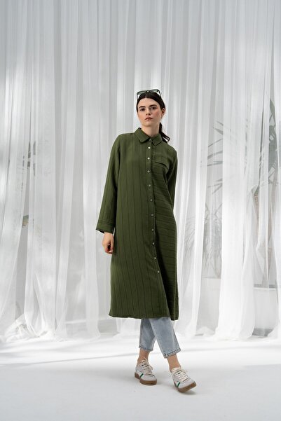 QANU Green Modal Buckle Shirt