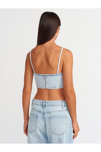 Dilvin 50735 Bustieră albastră scurtă din denim