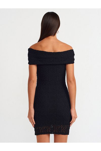 Dilvin 91105 Black Mini Dress - Off-the-Shoulder Design