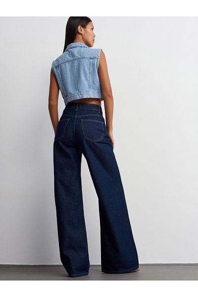 Dilvin 71706 Rins Wash - Wide Cut Navy Blue Denim Trousers