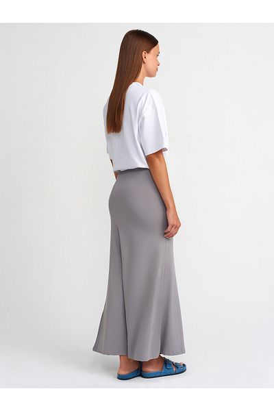 Dilvin 80362 Model High Waist Gray Maxi Skirt