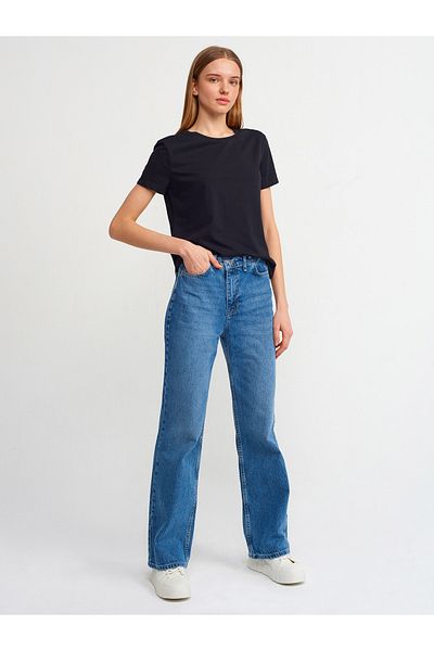 Dilvin 3471 Tricou de bază cu gât crew-negru