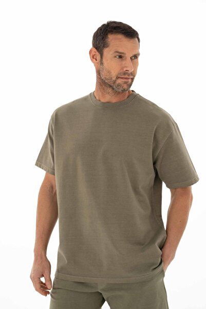 Arma Ανδρικό φούτερ Χακί Oversize με κοντό μανίκι με λαιμόκοψη Y 25344376401