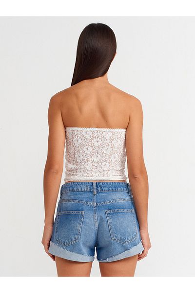Dilvin 31012 Model Strapless Lace Ecru Top