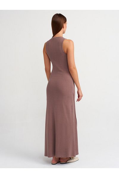 Dilvin 90868 Maxi Dress - Washing Effect, Brown