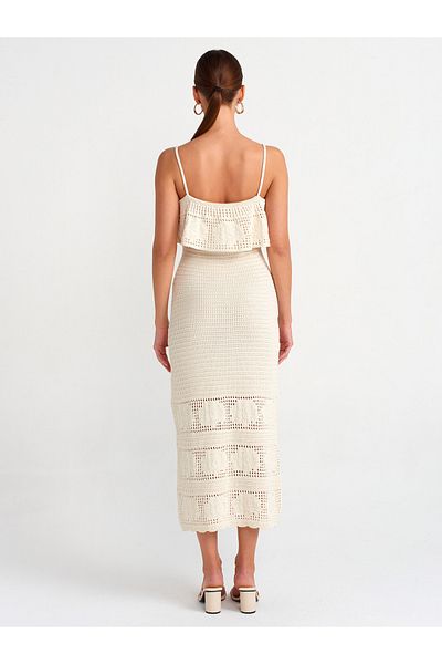 Dilvin 90195 Suspender Knitwear Dress-ecru