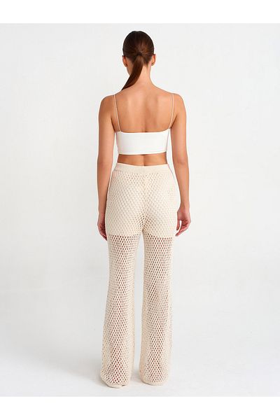 Dilvin 70159 Pantaloni tricotati captusit-ecru