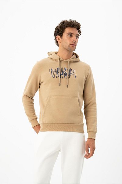 Arma Ανδρικό φούτερ μπεζ μεγάλου μεγέθους Kangaroo Pocket K 24254884301