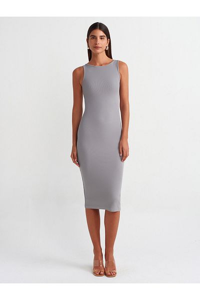 Dilvin 90892 Rochie lungă fără mâneci-gri