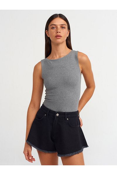 Dilvin 20847 Anthracite Boat Neck Αμάνικη Μπάλα