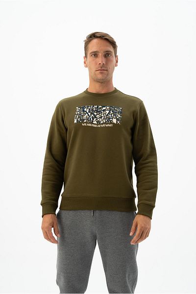 Arma Ανδρικό φούτερ Khaki Plus Size Crew Neck K 24124884501