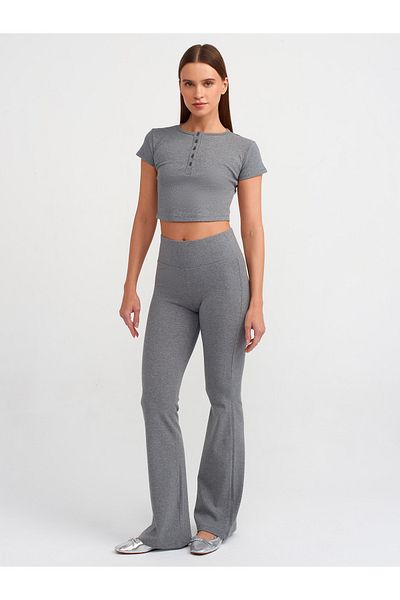 Dilvin 71050 Anthracite Spanish Leg Ribbed Trousers