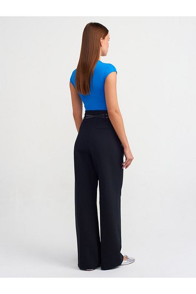 Dilvin 71294 Black High Waist Belted Pants