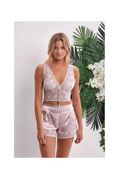 NBB 3398 Set pantaloni scurți bustieră din dantelă