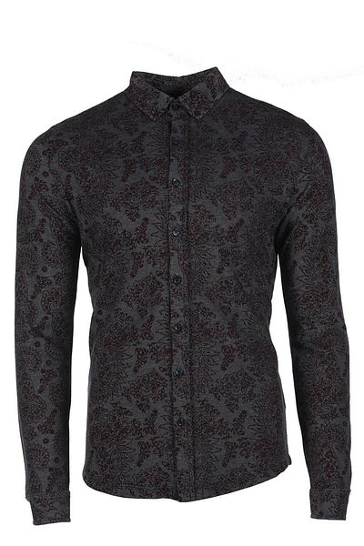 Arma Men's Burgundy Shawl Patterned Shirt K8Gko1053