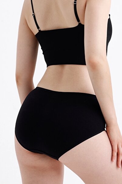 MEINE LIEBE Chiloți din bumbac Bato pentru femei, cu talie înaltă, pachet de 12, negri